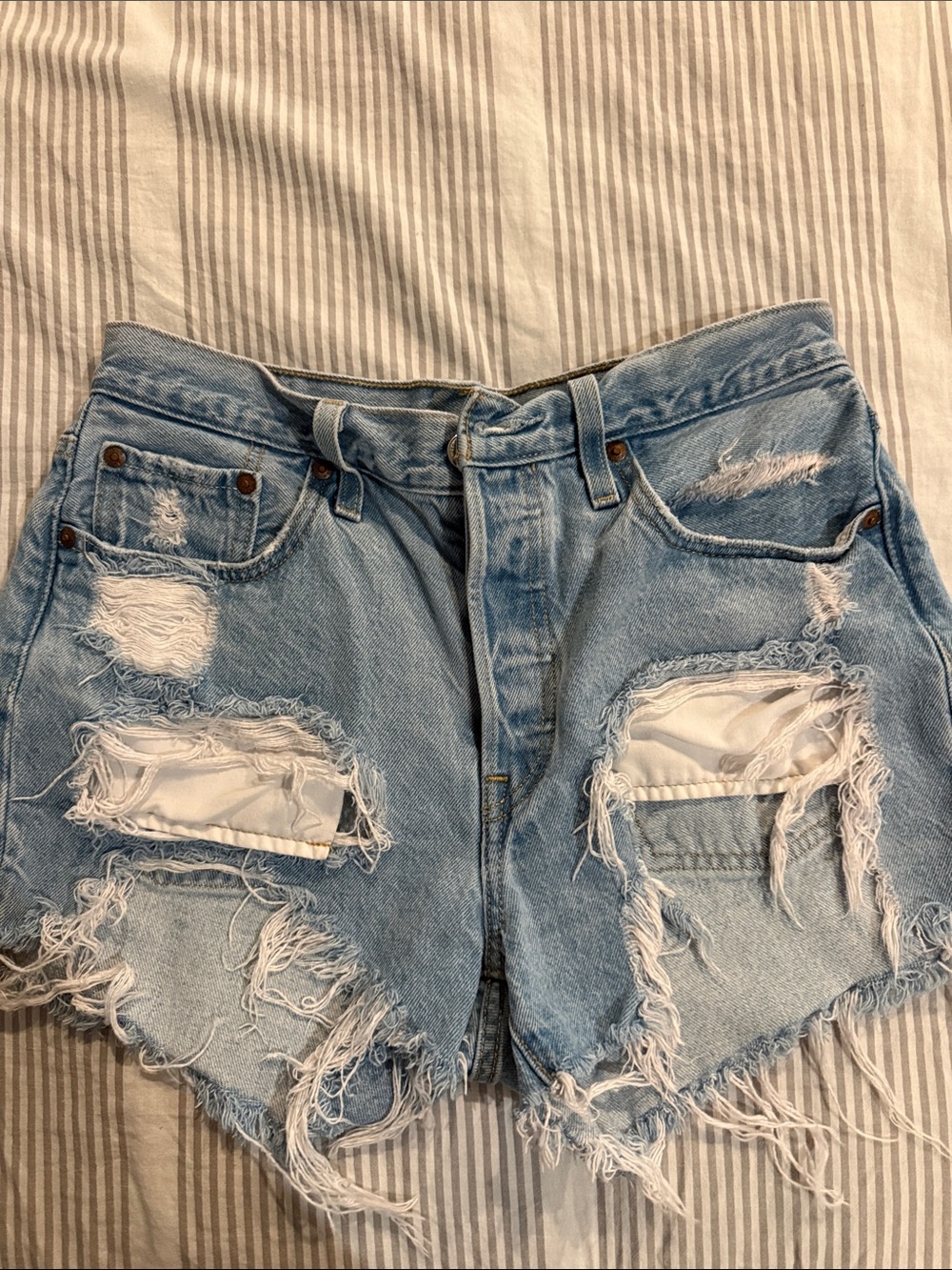 Light Blue Distressed Denim Women's Shorts